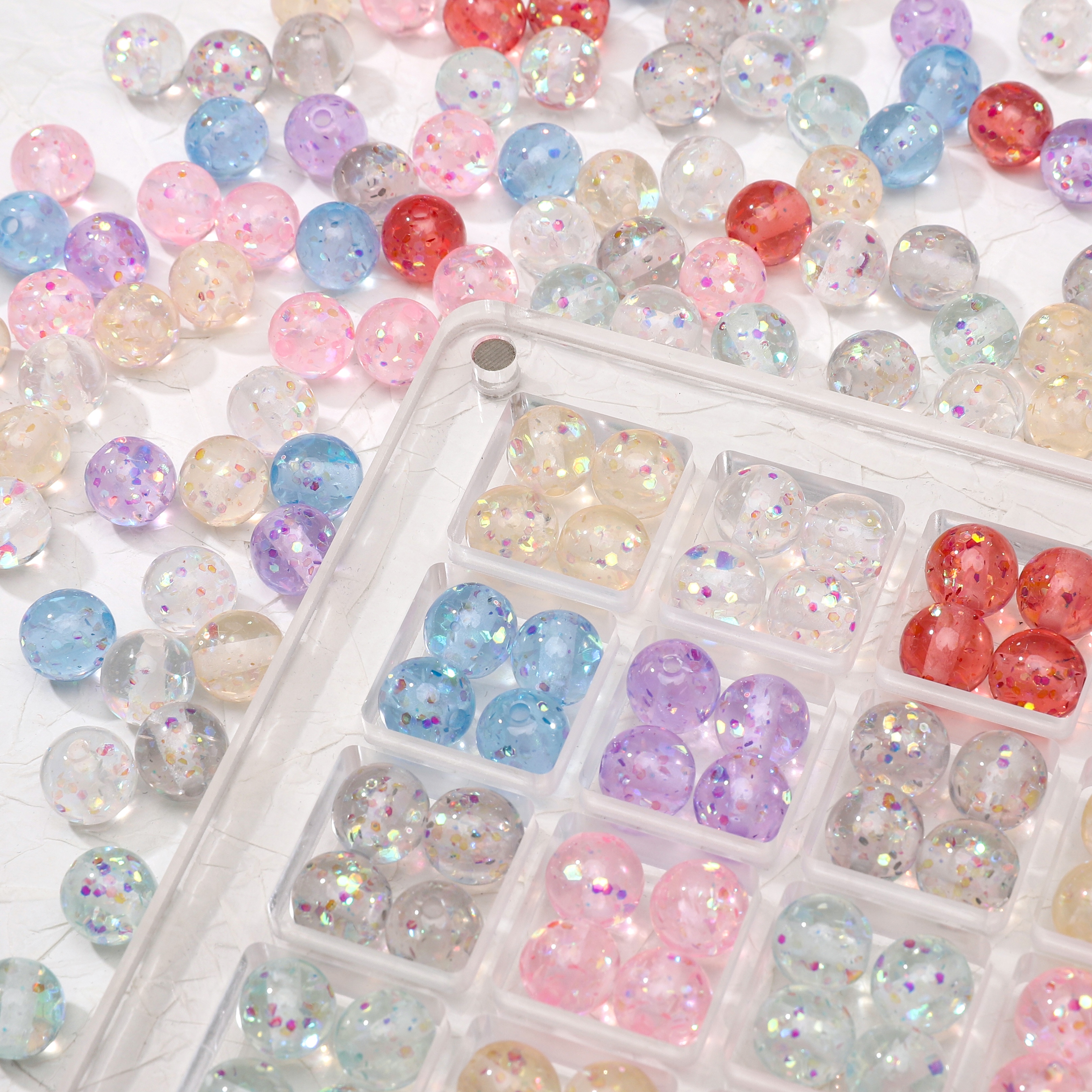 Resin Art Jewelry Kit - 50/60Pcs 8mm Iridescent Sequins Filled Resin