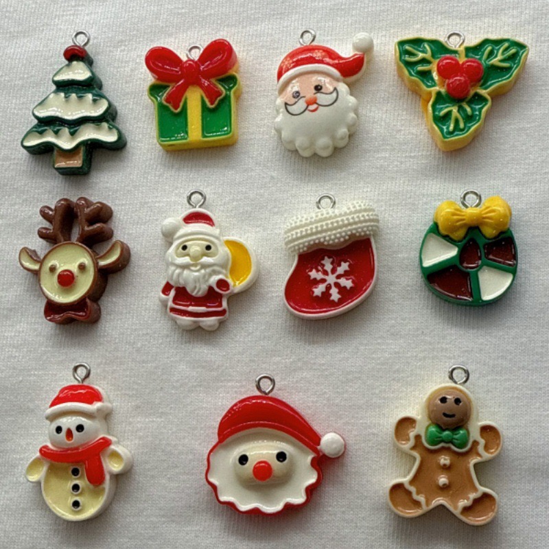 Resin Art Jewelry Kit - 10pcs Christmas Cartoon Series Resin Pendant