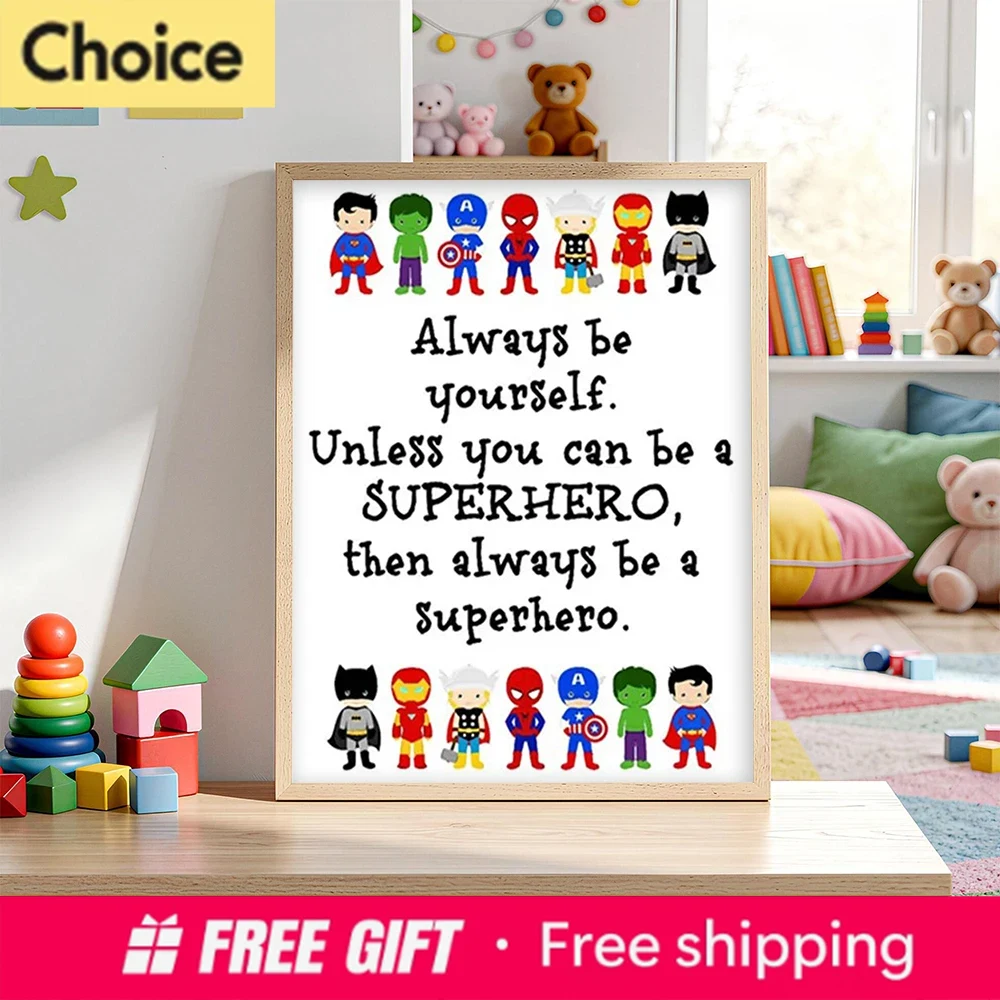 Resin Art Quote - Cartoon Superhero Party Art Prints Boys