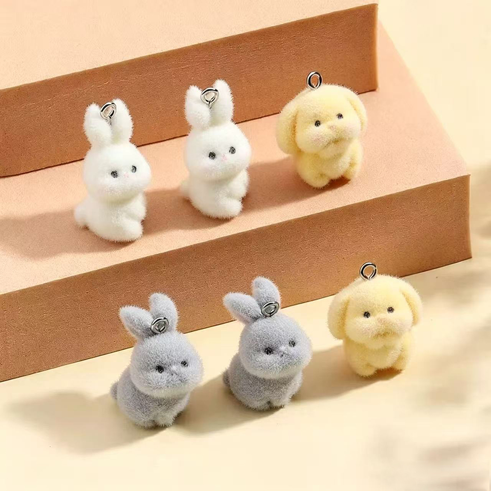 Resin Art Jewelry Kit - 10pcs Flocking Little Rabbit Resin Charms