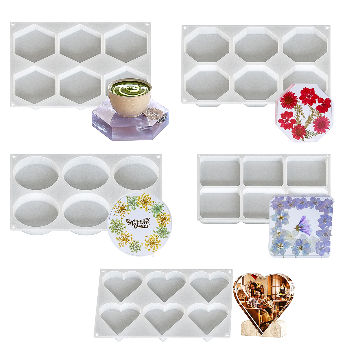 6 Holes Coaster Silicone Mold  - огляд і ціна Resin Art Kit With Molds