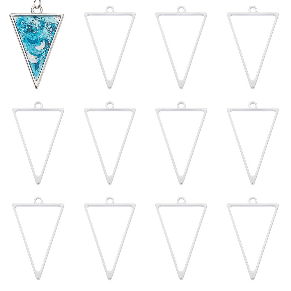 16Pcs Stainless Steel Triangle - огляд і ціна Bezels Pendant Resin