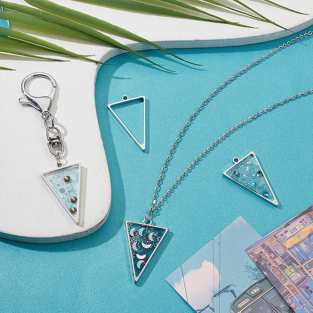16Pcs Stainless Steel Triangle - огляд і ціна Bezels Pendant Resin