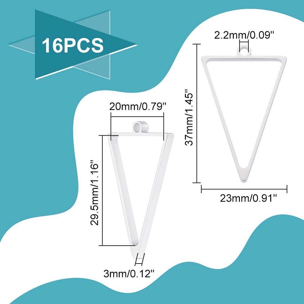 16Pcs Stainless Steel Triangle - огляд і ціна Bezels Pendant Resin