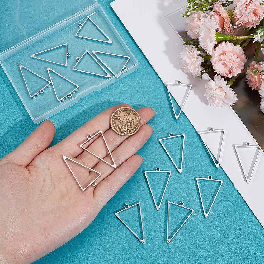 16Pcs Stainless Steel Triangle - огляд і ціна Bezels Pendant Resin