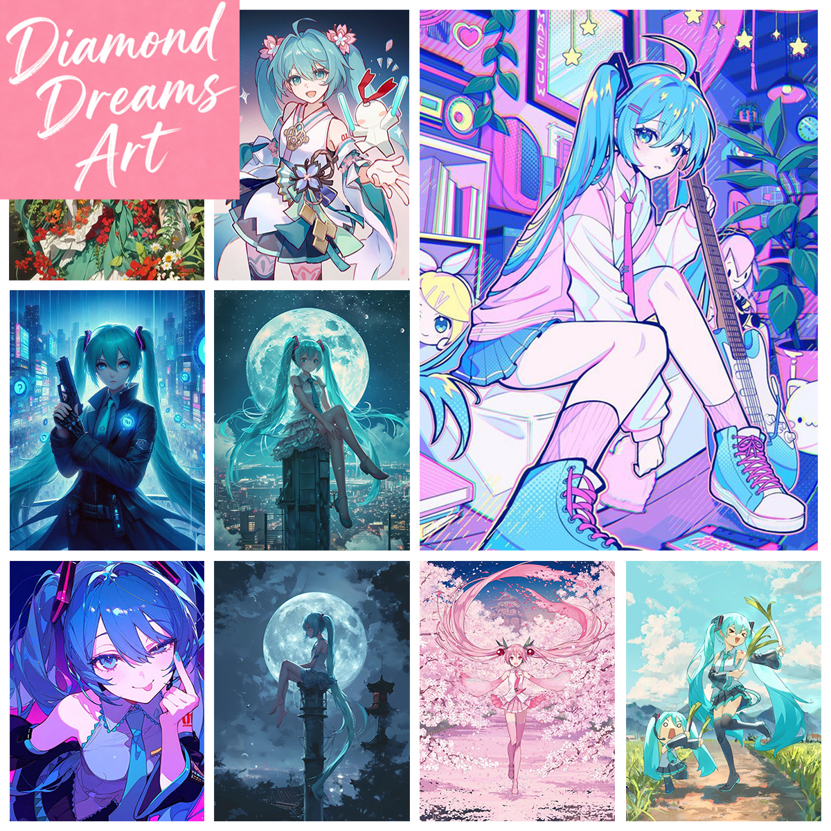Frameless,Singer Miku DIY Diam - огляд і ціна Resin Art Wall