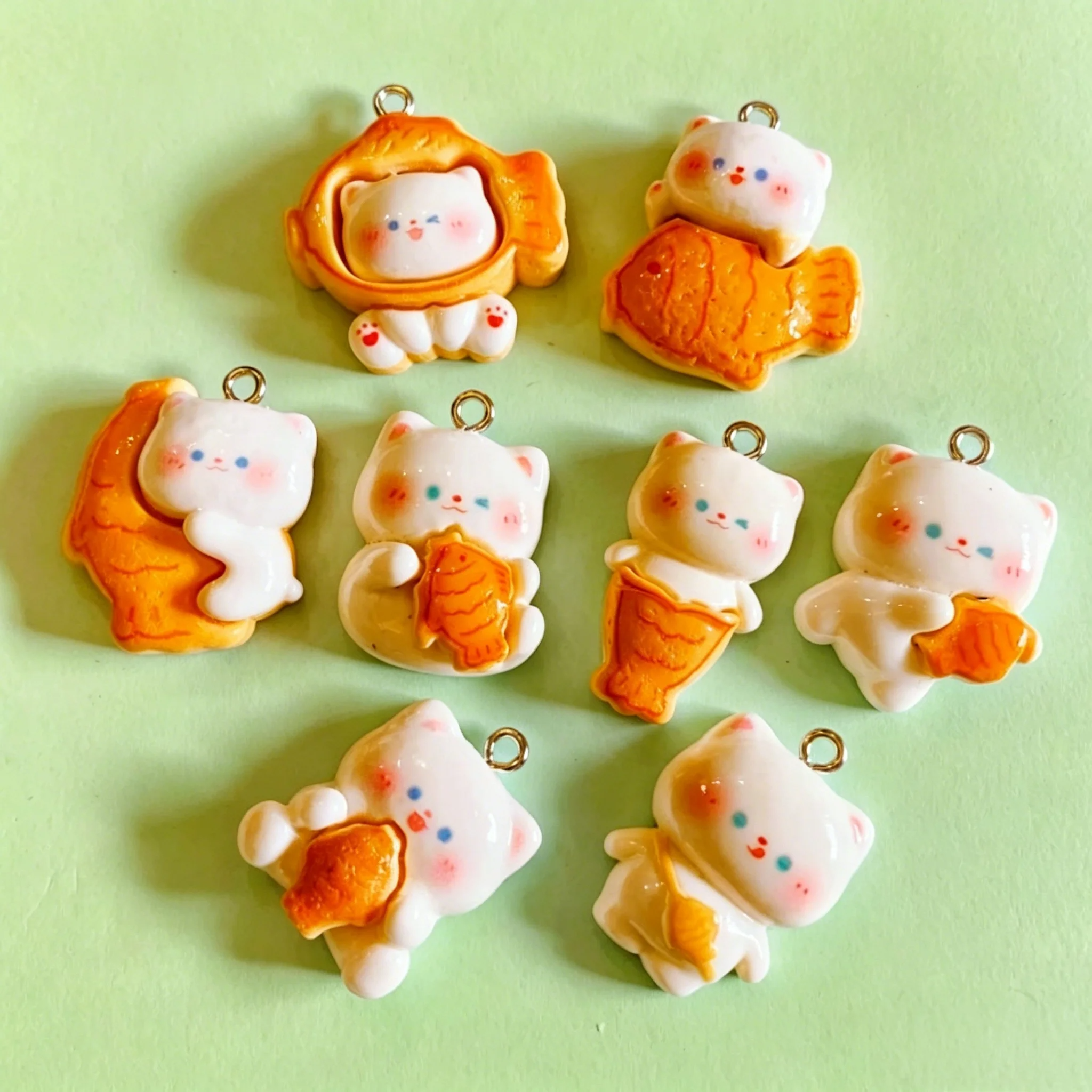 10pcs/lot Cute 3D Taiyaki Cat  - огляд і ціна Resin Art Craft