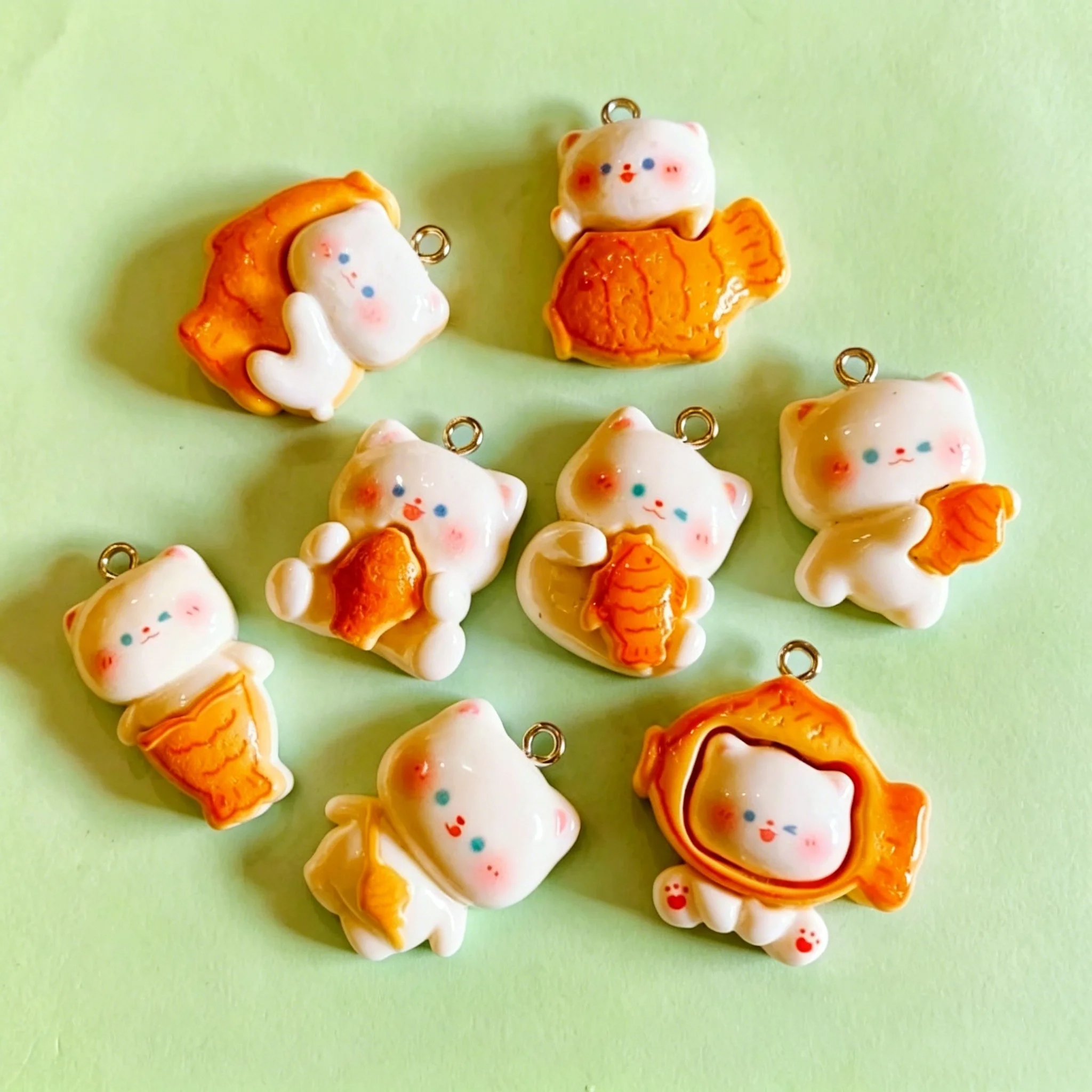 10pcs/lot Cute 3D Taiyaki Cat  - огляд і ціна Resin Art Craft