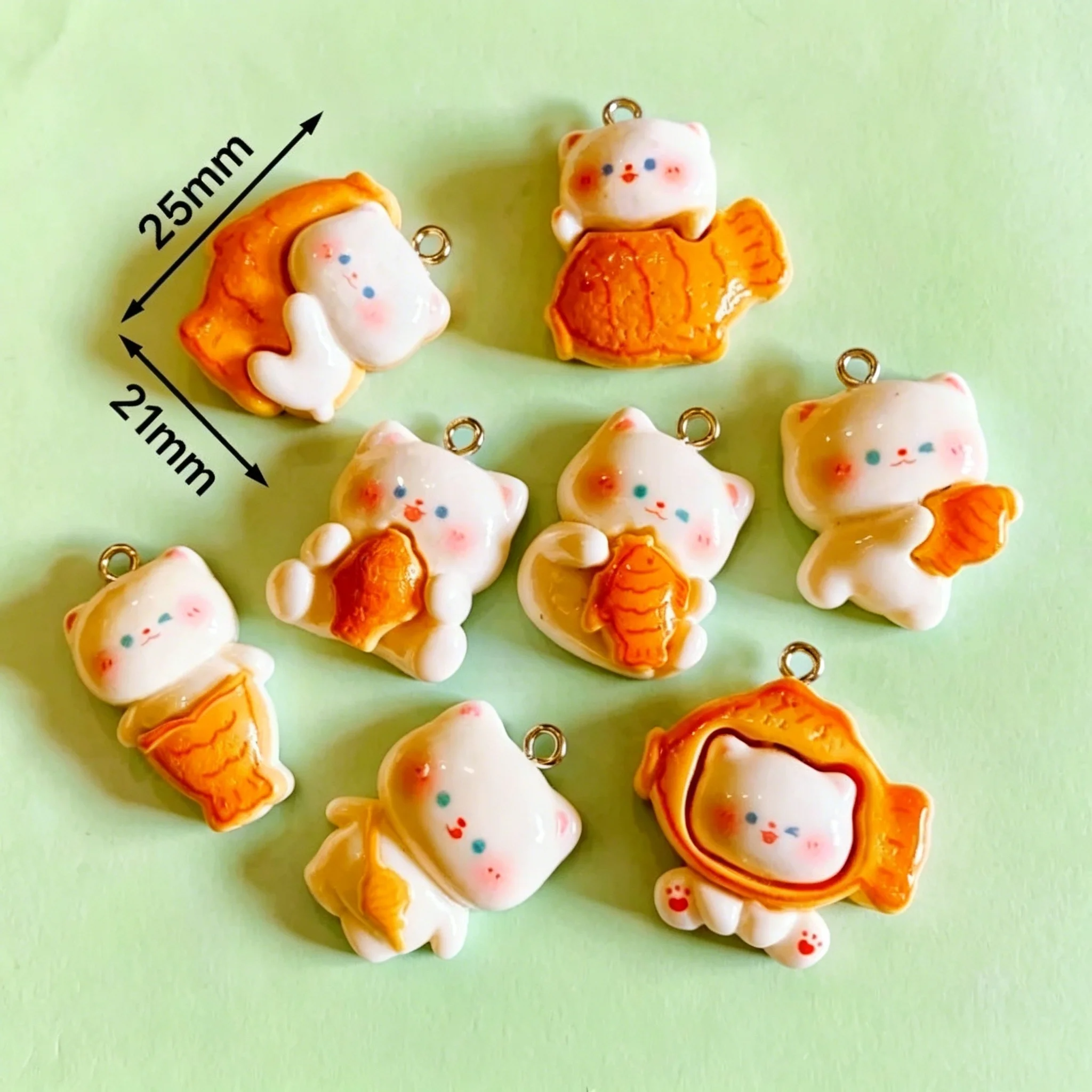 10pcs/lot Cute 3D Taiyaki Cat  - огляд і ціна Resin Art Craft
